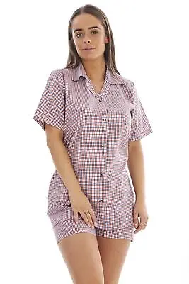 Buy Ladies Yarn Dyed Woven Pyjama Set Shorts Regular Big Size Checkered Cotton Blend • 8.95£