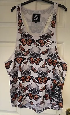 Buy Sinners Skull And Moth Vest Top Men’s Size Large  • 15£