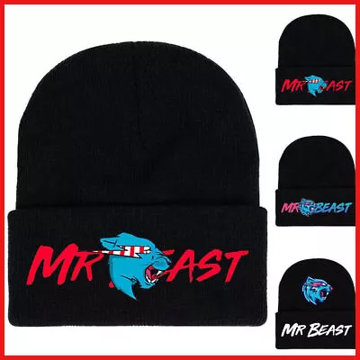 Buy Unisex Lady Men Cartoon Mr Beast Knitted Beanie Hat Youtuber Merch Hip Hop Cap  • 9.59£
