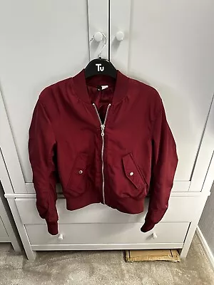 Buy H&M Maroon / Burgundy Bomber Jacket, Size 8 • 10£