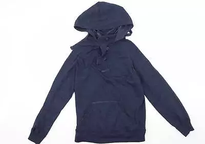 Buy New Look Womens Blue Cotton Pullover Hoodie Size S Button • 4.75£