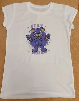 Buy Ladies Funny Stay Weird Bear Graphic T Shirt Size 10 Rolled Sleeves • 8£