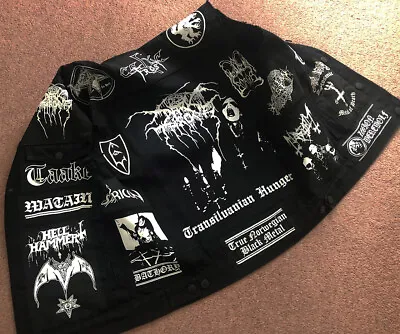 Buy Battle Jacket Cut-Off Denim Vest Black Metal Patch Darkthrone Mayhem Behemoth • 116.66£