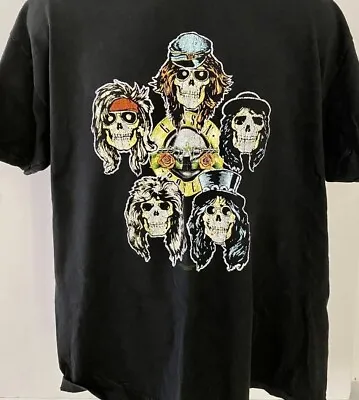 Buy Guns N Roses Band Skulls Black Graphic T Shirt Tag Cut • 9.30£