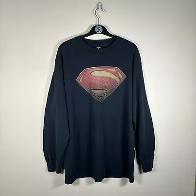 Buy Superman Man Of Steel DC Film Promo T Shirt Graphic Print Mens Dark Navy - L • 9.99£
