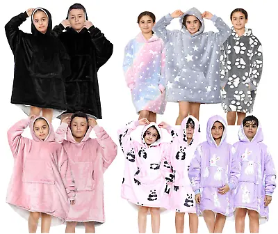 Buy Kids Boys Girls Oversized Oodie Blanket Hoodies Hug & Snug Glow In Dark Soft UK • 12.99£