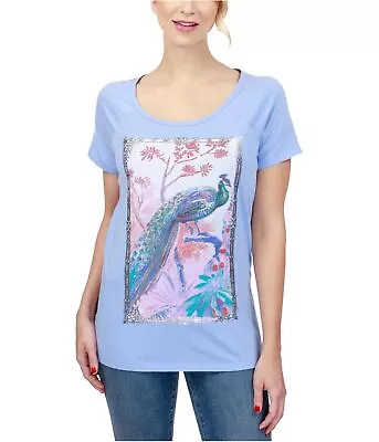 Buy Lucky Brand Womens Peacock Graphic T-Shirt, Blue, X-Small • 3.11£