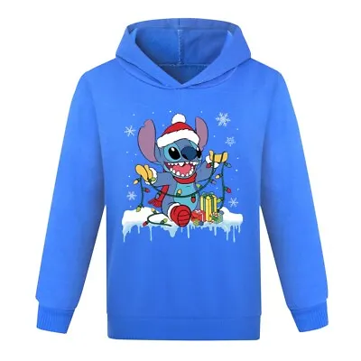 Buy Unisex Kids Stitch Christmas Hoodies Jumper Sweatshirt Long Sleeve Pullover UK • 8.49£
