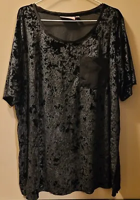 Buy Evri Black Velvet Cocktail Goth Holiday Short Sleeve  W/Pckt WMNS SZ 1X • 13.70£