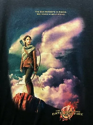 Buy 2013 The Hunger Games Catching Fire Katniss Movie Promo TShirt Size Medium Black • 23.68£