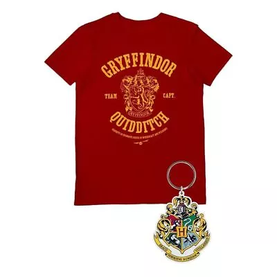 Buy Harry Potter Gryffindor Quidditch T-Shirt And Keyring Gift Set Wizarding World • 12.99£