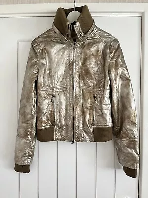 Buy Firetrap Gold Metallic Leather Jacket • 30£