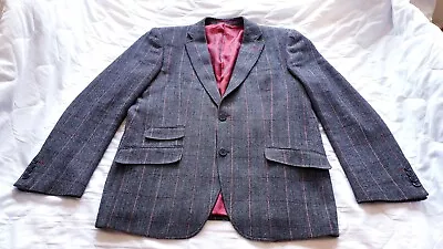 Buy HARVEY & JONES Grey Check Jacket - Red Paisley Lining - Mens UK Size 44R - VGC • 29.99£