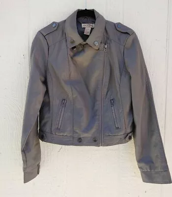 Buy Paris Blues Gray Faux Leather Size L Crop Moto Jacket. WJ-5 • 17.05£