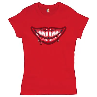 Buy Bloody Smile T-Shrit Scary Creepy Halloween Fangs Women's Tee • 19.90£