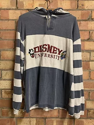 Buy Vintage Disney University Hoodie Y2K Striped Hoodie Mickey Donald Duck RARE! • 15.99£