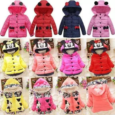 Buy  Toddler Baby Girls Minnie Mouse Hooded Jacket Coat Winter Warm Outwear Clothes • 17.49£