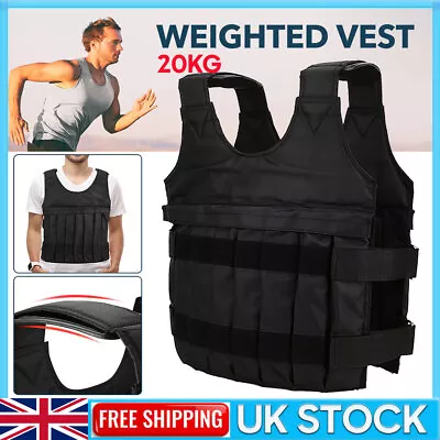 Buy Adjustable Weighted Vest Waistcoat 20KG Load Weighted Jacket Training Exercise • 19.99£