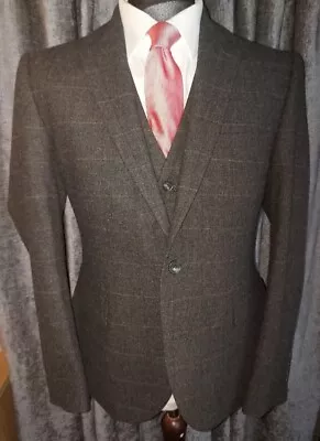 Buy Marks & Spencer Tweed Jacket & Waistcoat , Brown Check 42S Excellent Condition • 50£