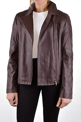 Buy Ladies MAJE Paris Dark Burgandy Leather Biker Jacket Womens Zip Up UK Small12 • 150£