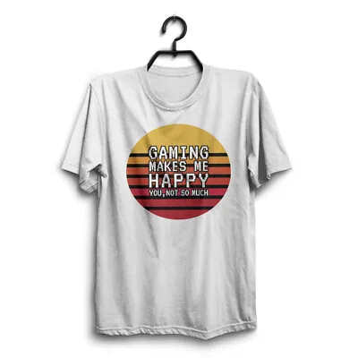 Buy GAMING MAKES ME HAPPY Mens Funny White T-Shirt Novelty Joke Tshirt Clothing Tee • 9.95£