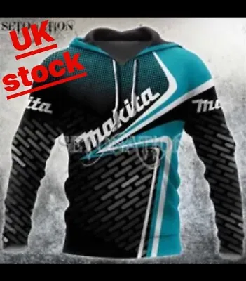 Buy UK Stock New Makita Power Tool 3Dprinted Hooded Top Work Spring Fashion  Size L • 27£