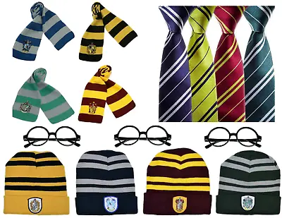 Buy Wizard Scarf Hat Tie Glasses For Harry Potter Cosplay Fancy Dress Winter Gift UK • 2.99£