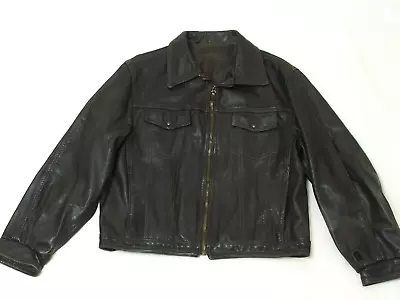 Buy Men's Full Zip Leather Trucker Jacket Size XL • 45£