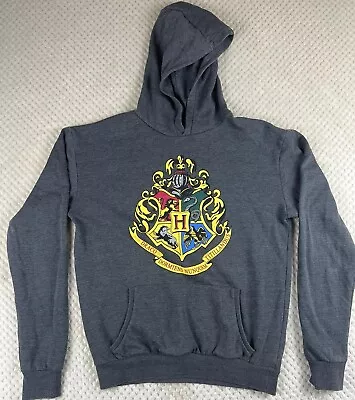 Buy Harry Potter Hogwarts Crest Hoodie Size M Graphic Print Pullover Womens Grey • 11.04£