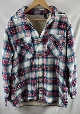 Buy Wrangler Quilted Flannel Sherpa Jacket Size XL Extra Large Button Up Check • 29.95£