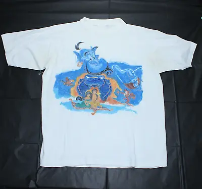 Buy Vintage Aladdin T Shirt White Large Genie Princess Jasmine USA Disney 90s • 34.99£
