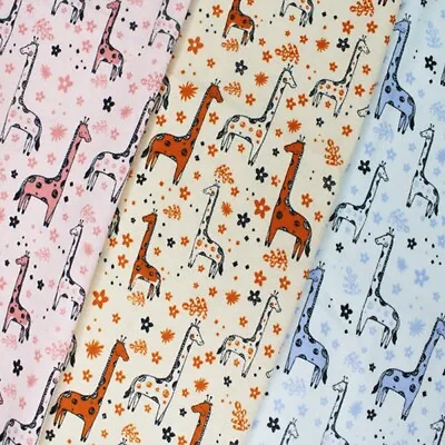 Buy Brushed Cotton Winceyette Flannel Fabric Giraffes Safari Animals Giraffe • 1.50£