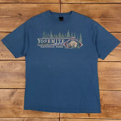 Buy Vintage Graphic T Shirt XL 90s Yosemite Nature Blue Tee • 25.19£