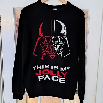 Buy Star Wars Darth Vader Funny Christmas Jumper My Jolly Face Black Size Small  • 14.99£