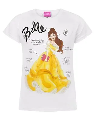 Buy Disney Beauty And The Beast Girls T-Shirt | Belle White Short Sleeve Graphic Tee • 10.95£