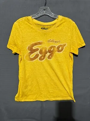 Buy Kellogg's Eggo Medium T Shirt Yellow Burnout Short Sleeve Tee Waffles • 9.38£
