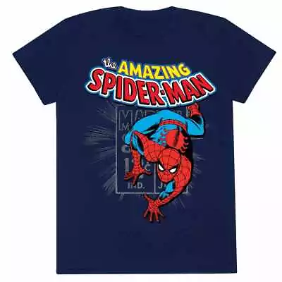 Buy Marvel Comics Spider - Amazing Spider-Man Unisex Blue T-Shirt Ex Lar - K777z • 13.09£
