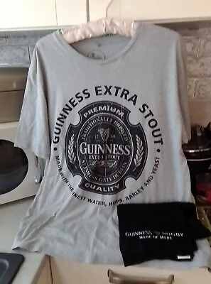 Buy Guinness Grey T Shirt Size Large + Black Guinness Scarf • 1.99£