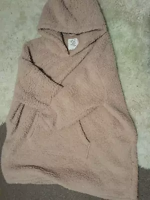 Buy NEXT Hoodie Teddy Dusky Pink Glittery Night Fleece, One Size • 5£