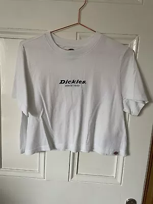 Buy Dickies Ladies White Cropped T-shirt  Size Large • 9£