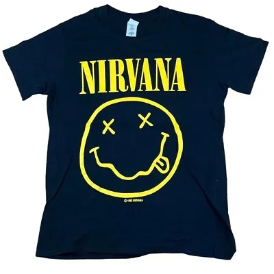 Buy Nirvana T Shirt Medium 1992 Black Modern Gildan Tag Grunge Kurt Cobain USA • 22.50£