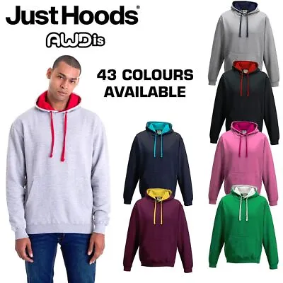 Buy AWDis Just Hoods Varsity CONTRAST HOODED SWEATSHIRT Two Tone Colour Hoodie JH003 • 16.99£