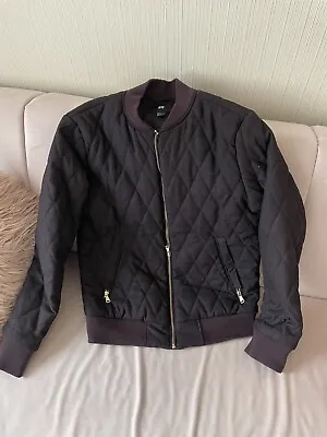Buy H&M Burgundy Bomber Mens Jacket Quilted Size Medium • 20£