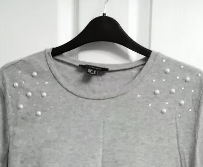 Buy Primark Grey Pearl Embellish T Shirt Size 12 • 5£
