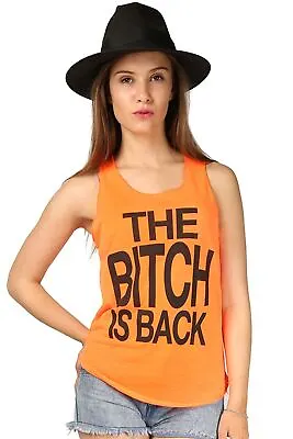 Buy Womens Ladies Tank Edge Jersey The Bitch Is Back Summer Beach Vest T Shirt Top • 2.59£