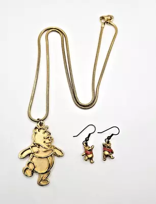 Buy Vintage DISNEY© Winnie The Pooh Pendant Necklace 3D 25in And Earrings • 27.22£