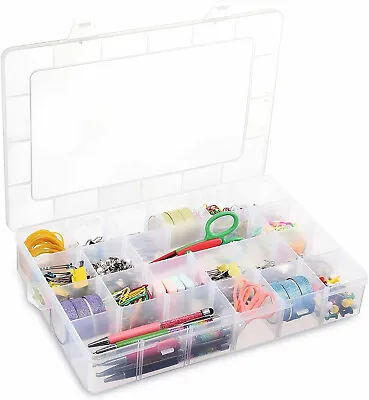 Buy Storage Box Hard Plastic Adjustable 24 Compartment Slot Plastic Craft Organiser • 4.99£