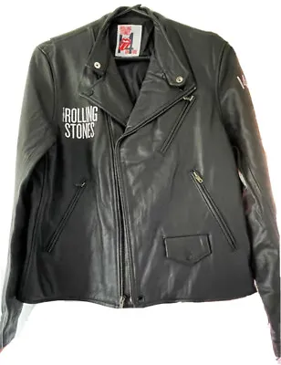 Buy Rolling Stones SMALL 2014 Offical Leather Jacket  Vintage ‘ON FIRE’ BNWT • 395.04£