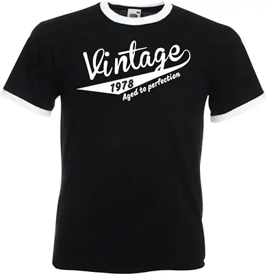 Buy 46th Birthday Gifts Presents Year 1978 Mens Ringer Vintage Retro T-Shirt Aged To • 9.99£