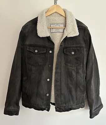 Buy Blakely Sherpa Trucker Denim Jean Jacket Vintage 90s Men’s Grey/ Fur Fleece L • 29.99£